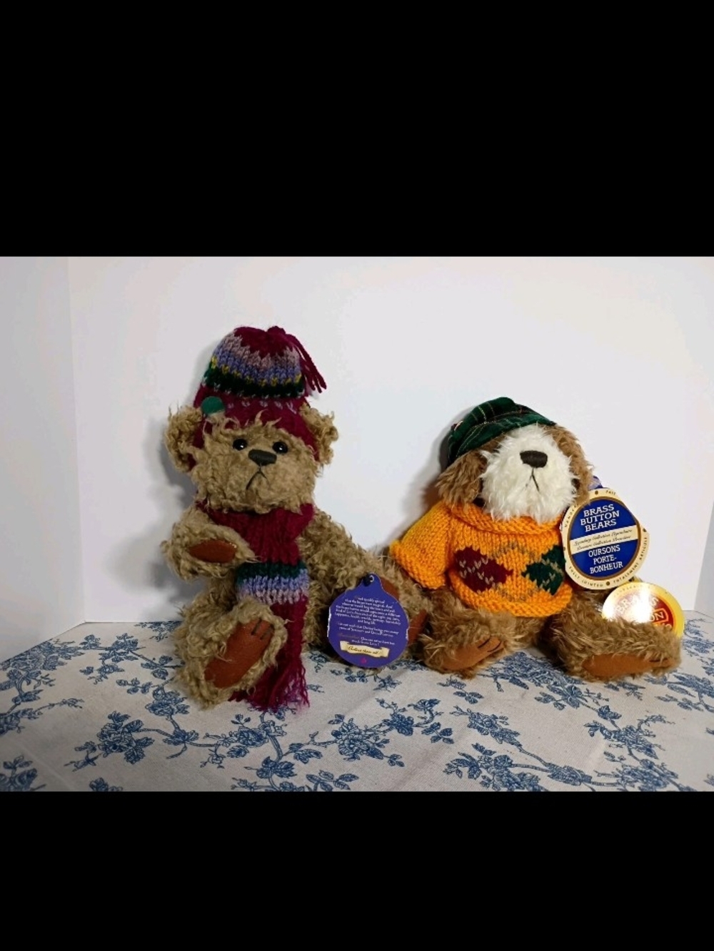Plush Bear in Multicolor Knit Hat and Scarf - Cozy Brown Teddy
